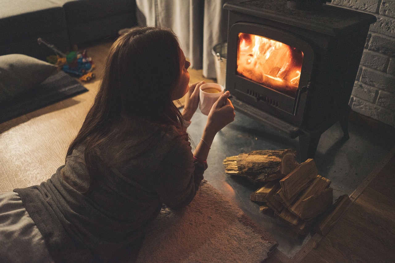 Tofino inn fireplace during winter storm